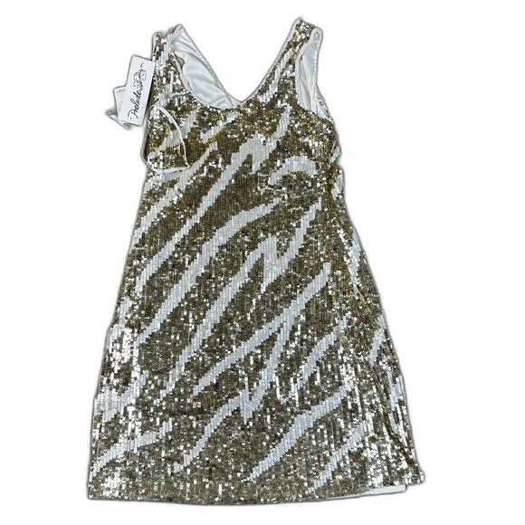 NWT Mini Dress Size 8 | Prelude White and Gold pearl & Sequin Tank Dress. - Picture 12 of 12
